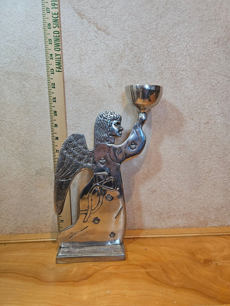 Beautiful Aluminum Angel Candle Holders with embossed designs Rustic Boho Folk Art Country Farmhouse Holiday Decor