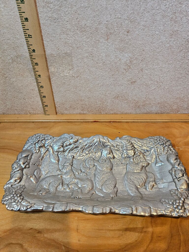 1992 Arthur Court Musical Bears Silver Tone Tray