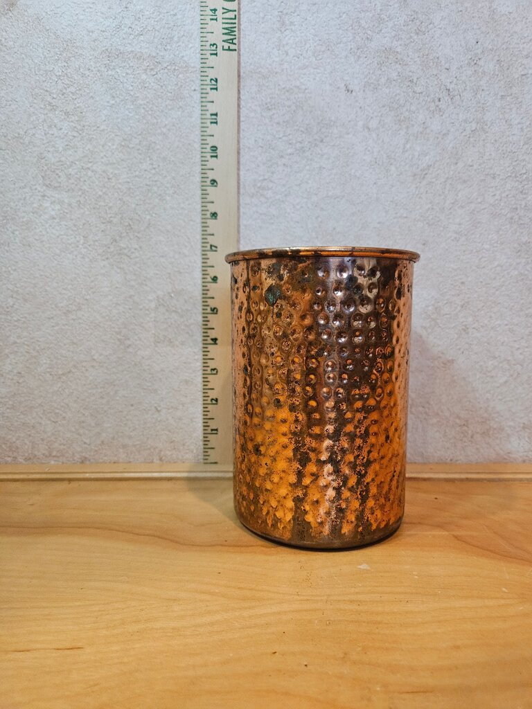 Vintage Hammered Copper Utensil Holder/canister/container