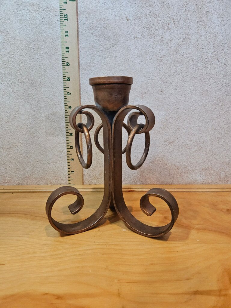 Pier 1 Imports Made in India Primitive Copper Plated 3 Ring Candle Holder Gothic