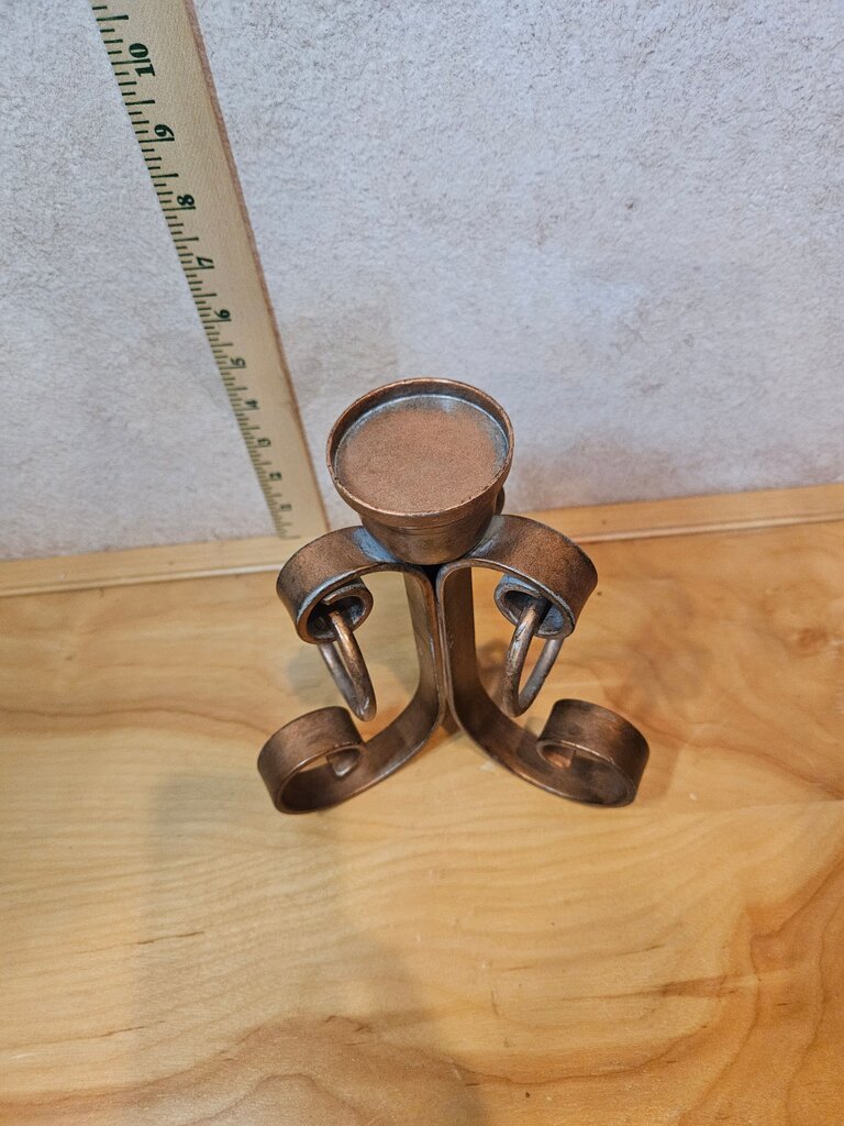 Pier 1 Imports Made in India Primitive Copper Plated 3 Ring Candle Holder Gothic
