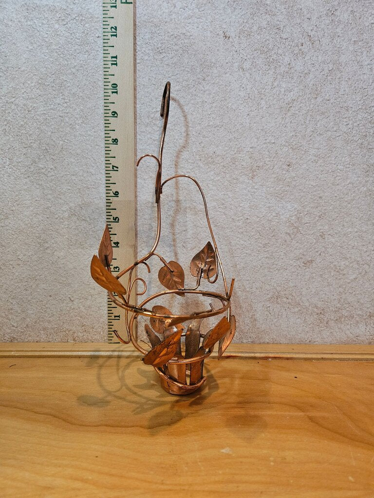 Vintage Copper Leaf Hanging Planter