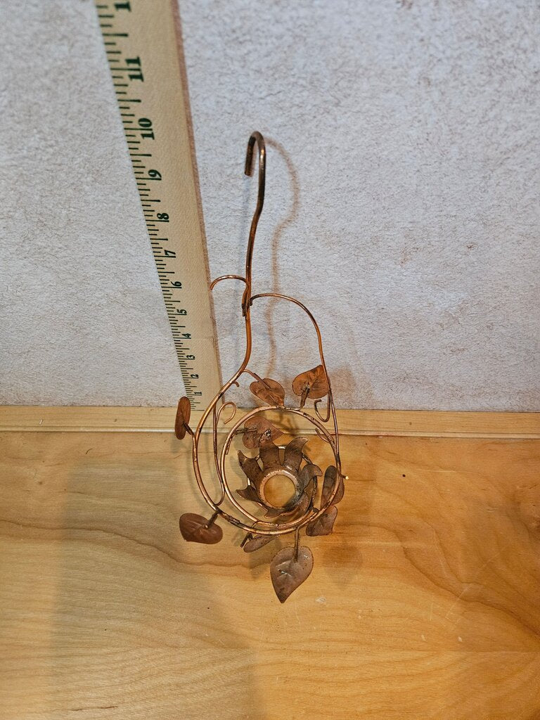 Vintage Copper Leaf Hanging Planter