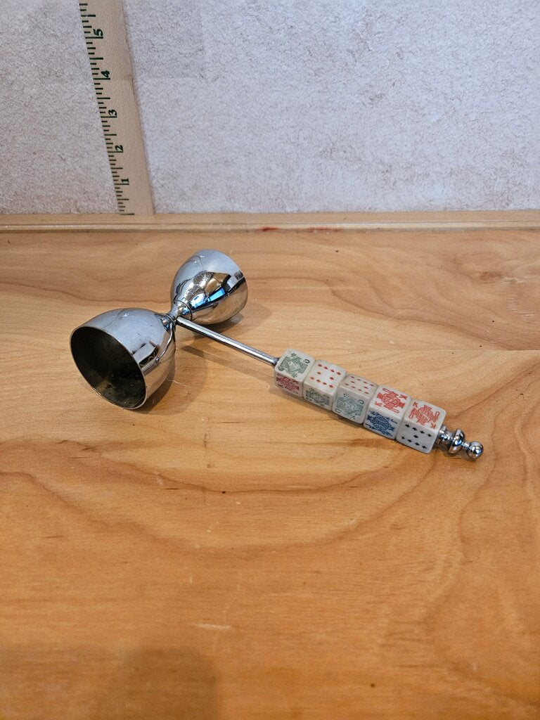 Vintage 1950's MCM Barware Set Bartender Tools Clear Lucite Handles with Small Dice in Handles