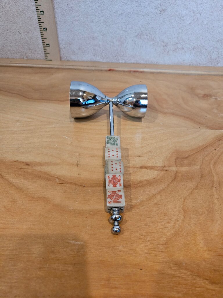 Vintage 1950's MCM Barware Set Bartender Tools Clear Lucite Handles with Small Dice in Handles