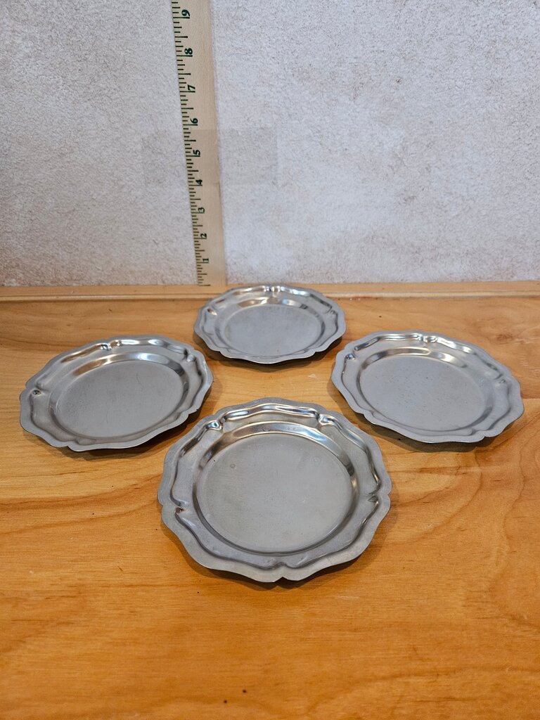 Set of 4 Vintage Silver Plated Dessert Plates