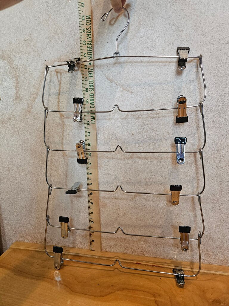 Vintage Metal Multi Tier Hanger Multipurpose Chrome Wire Clip Rack
