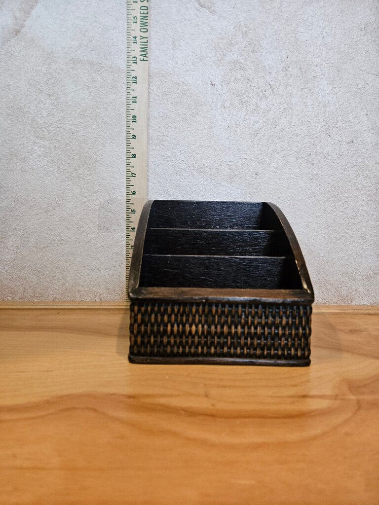 Vintage Rattan Letter Rack Organizer Box/ hold everything