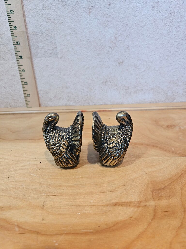 Vintage Brass Turkey Figure Napkin Rings set of 2
