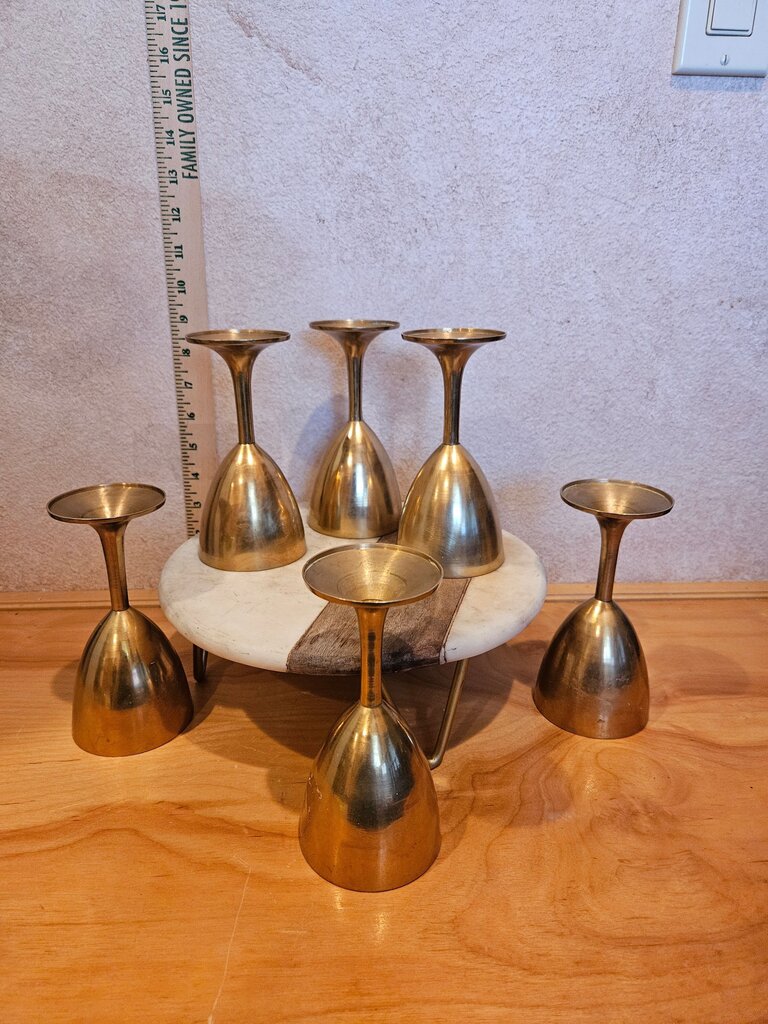 Vintage Brass Challis Goblets Metal glasses Set of 6