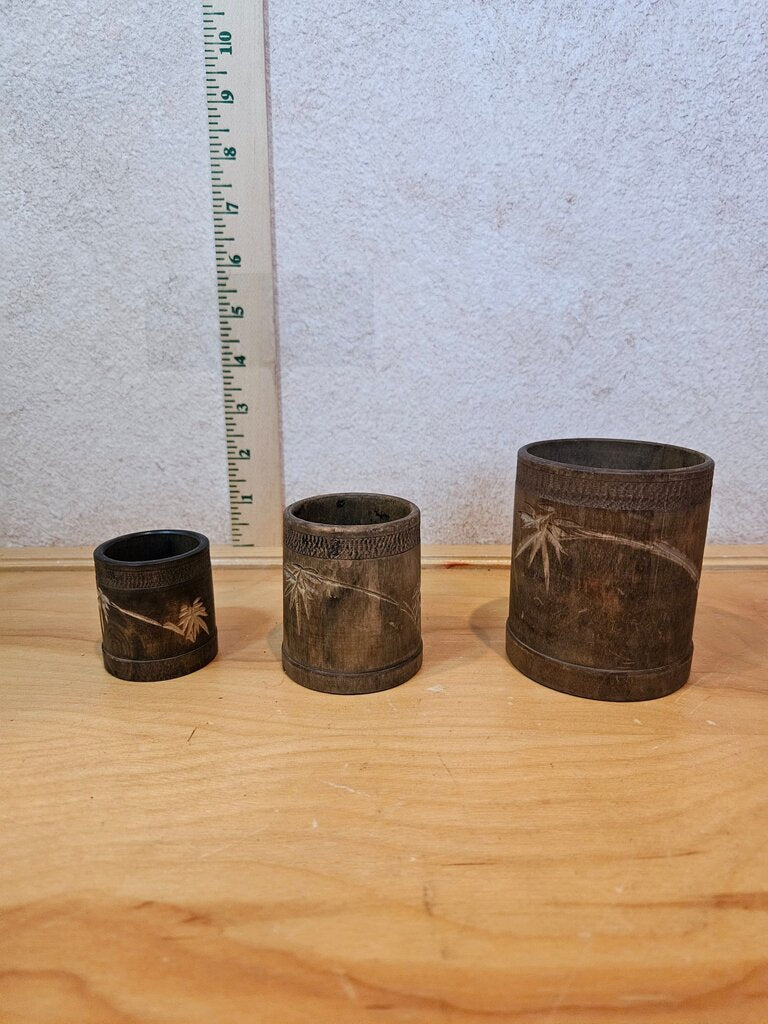 Carved Wooden Cylinders Set