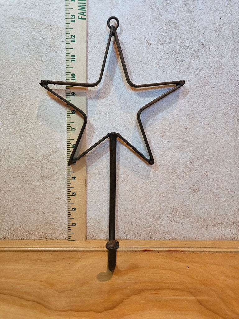 Rustic Rusty Iron Metal Work Art Star Hook Welded Hanging Cabin Lodge Primitive