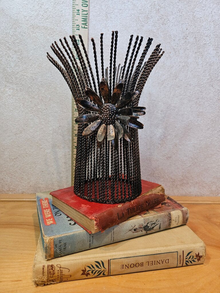 Set of Rustic Metal Wire WHEAT STALK Candle HOLDERS/dry flower vase