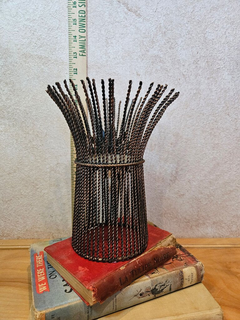 Set of Rustic Metal Wire WHEAT STALK Candle HOLDERS/dry flower vase