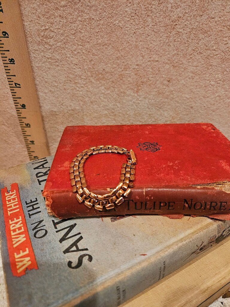 Vintage Copper Tone Chain Link Chunky Bracelet