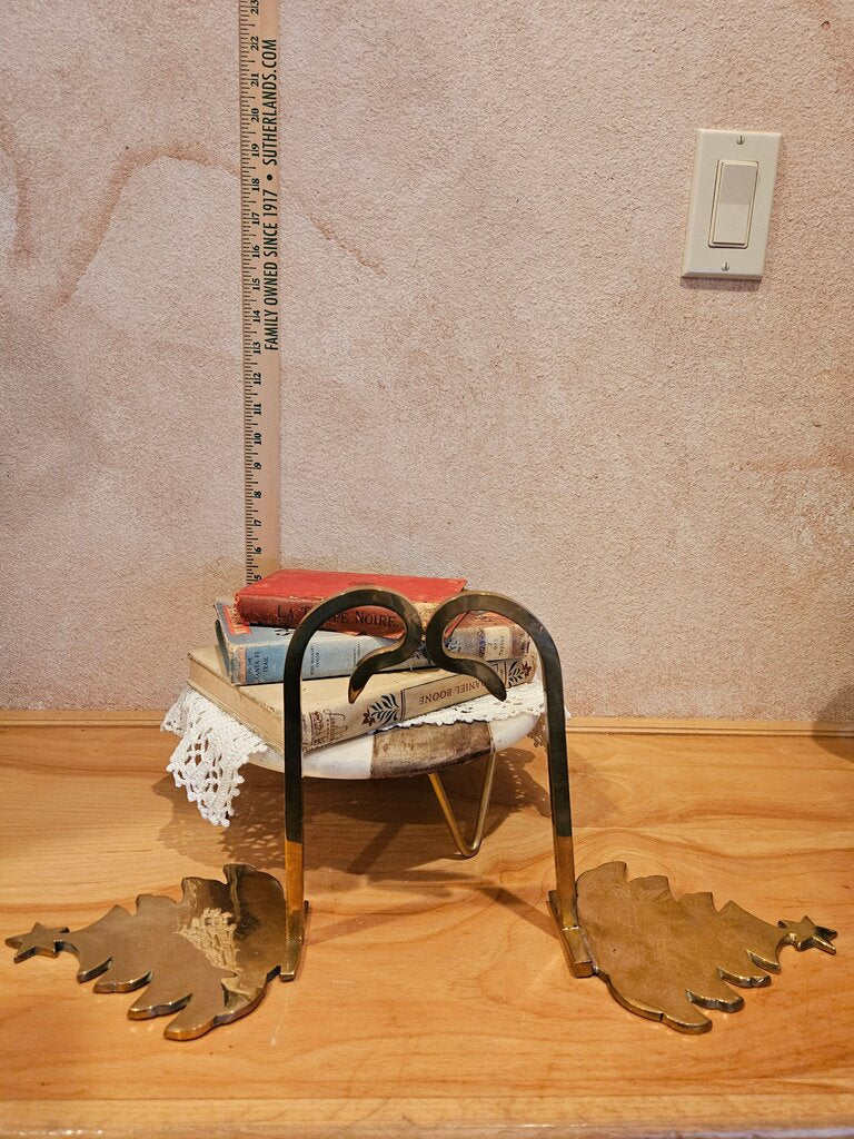 Vintage Brass Bookends with Leaf Design