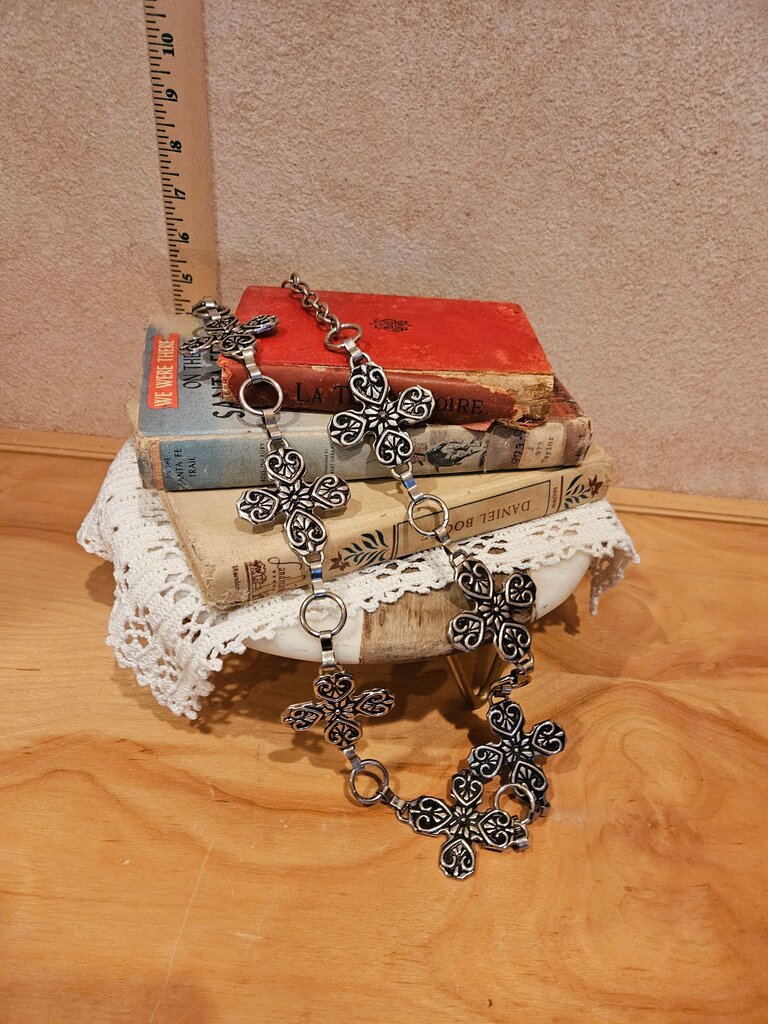 Metal belt with antique silver-colored crosses, gift for Gothic fans, goth, medieval, Celtic, chain belt 80s, ART 651346805
