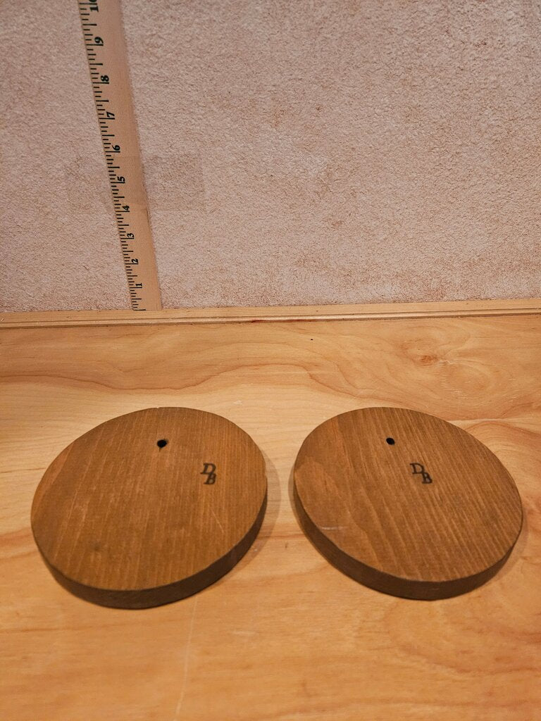 Pair of Vintage Wood Hand Carved Plaques shortbread press mold carving Signed Cottage Farmhouse pineapple, wheat wall decor