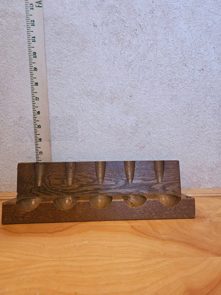 Wood Smoking Tobacco 5 Pipe Stand Holder in Wooden Walnut Finish for Desk