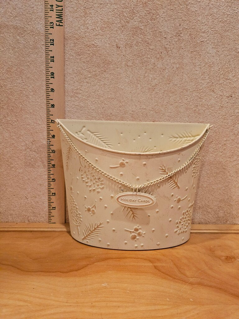 Vintage Collectible Hallmark 2004 Holiday Card Holder Tin Metal Bucket Farmhouse dry flower christmas