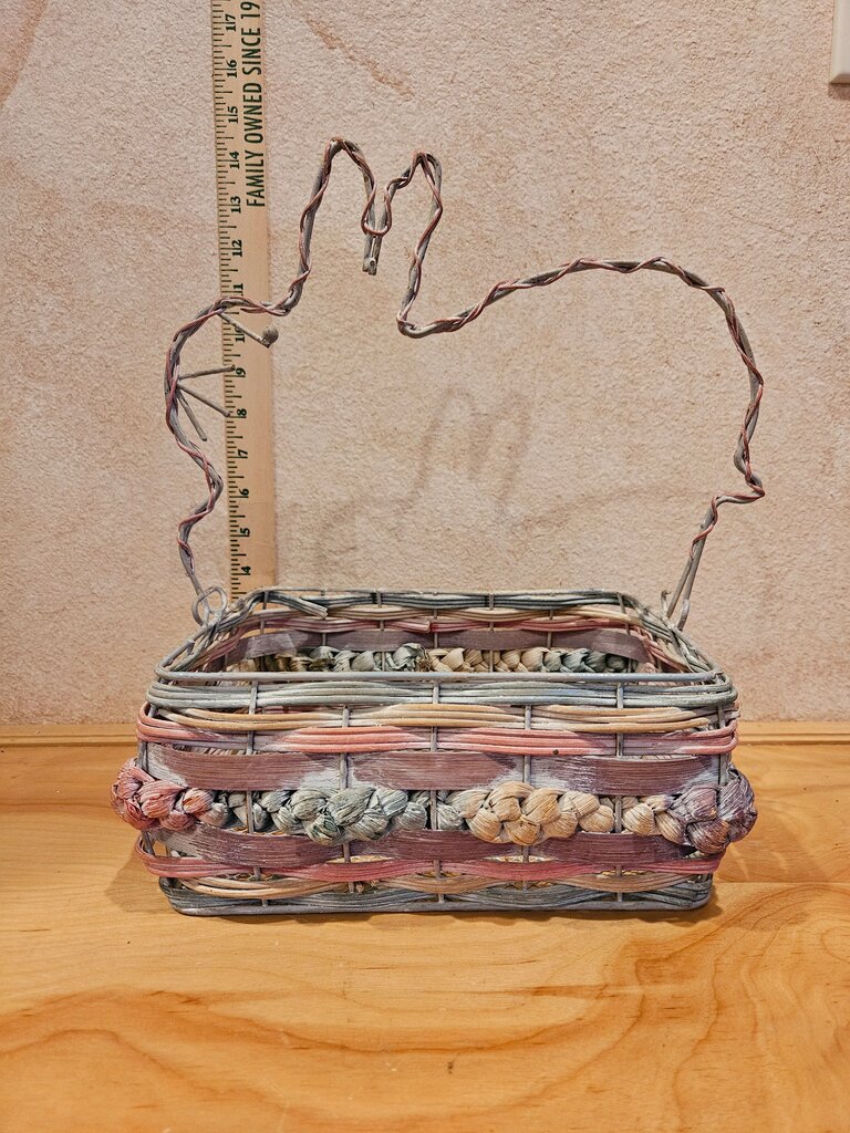 Decorative Metal Rabbit & Woven Storage /Easter Bunny Basket