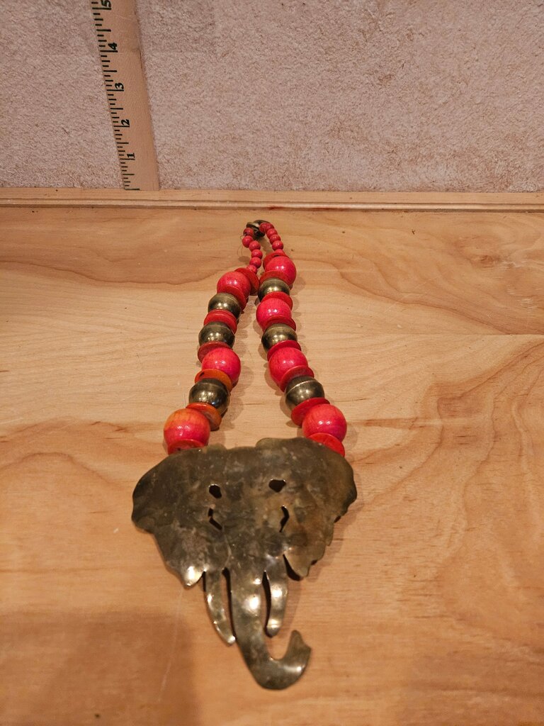 Elephant Pendant Necklace with Colorful Beads