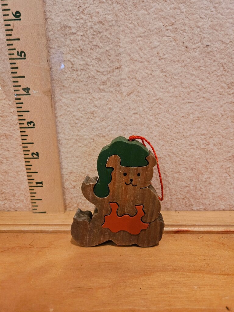Wooden Bear Christmas Ornament