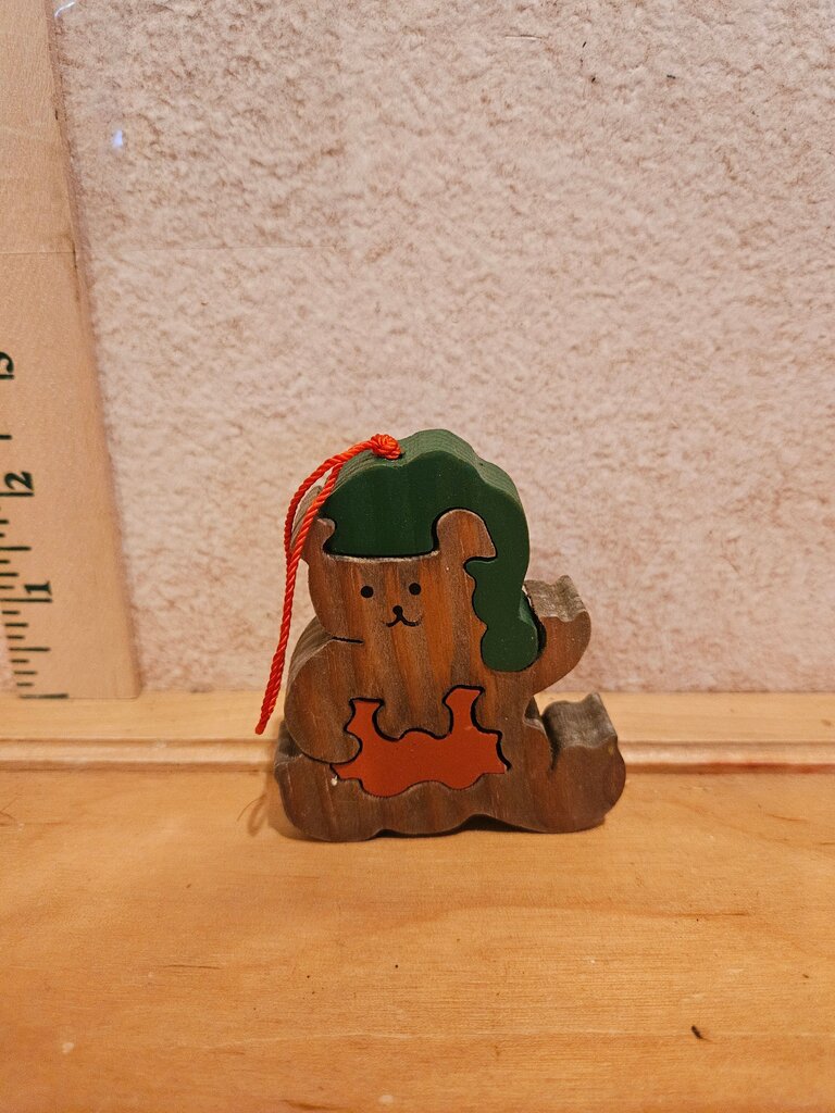 Wooden Bear Christmas Ornament