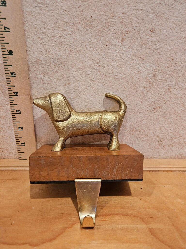 Brass Colored Daushund Shelf Stocking Hanger christmas holiday