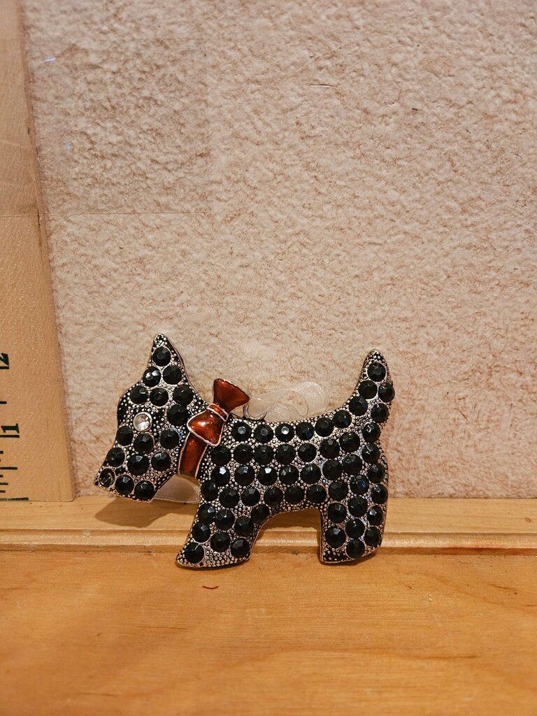 Beautiful VINTAGE Scottie Scotty RHINESTONES ornament