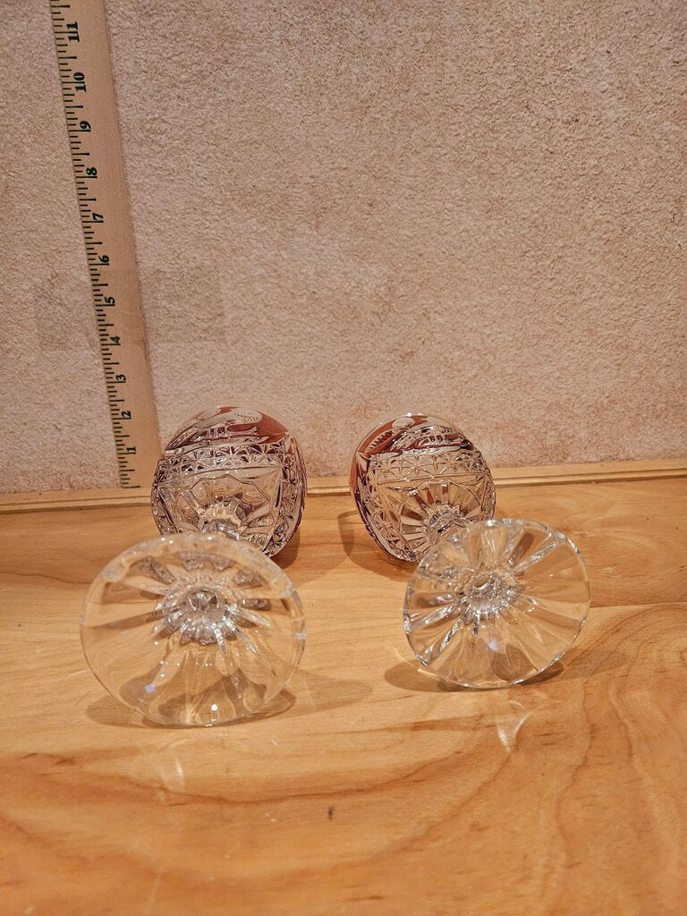 set of 2 his/her size Crystal Goblet Set with Floral Design