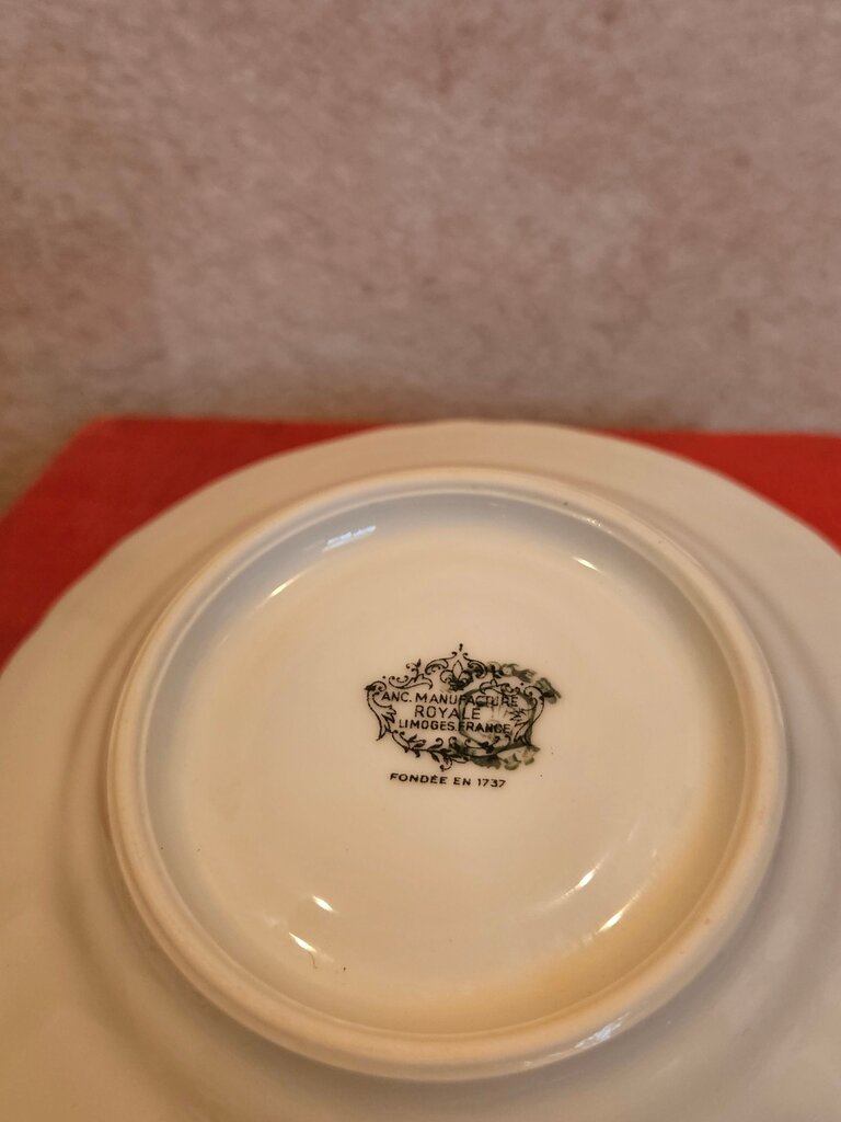 Antique Limoges Plate with Floral Design FABRIQUE ROYALE LIMOGES