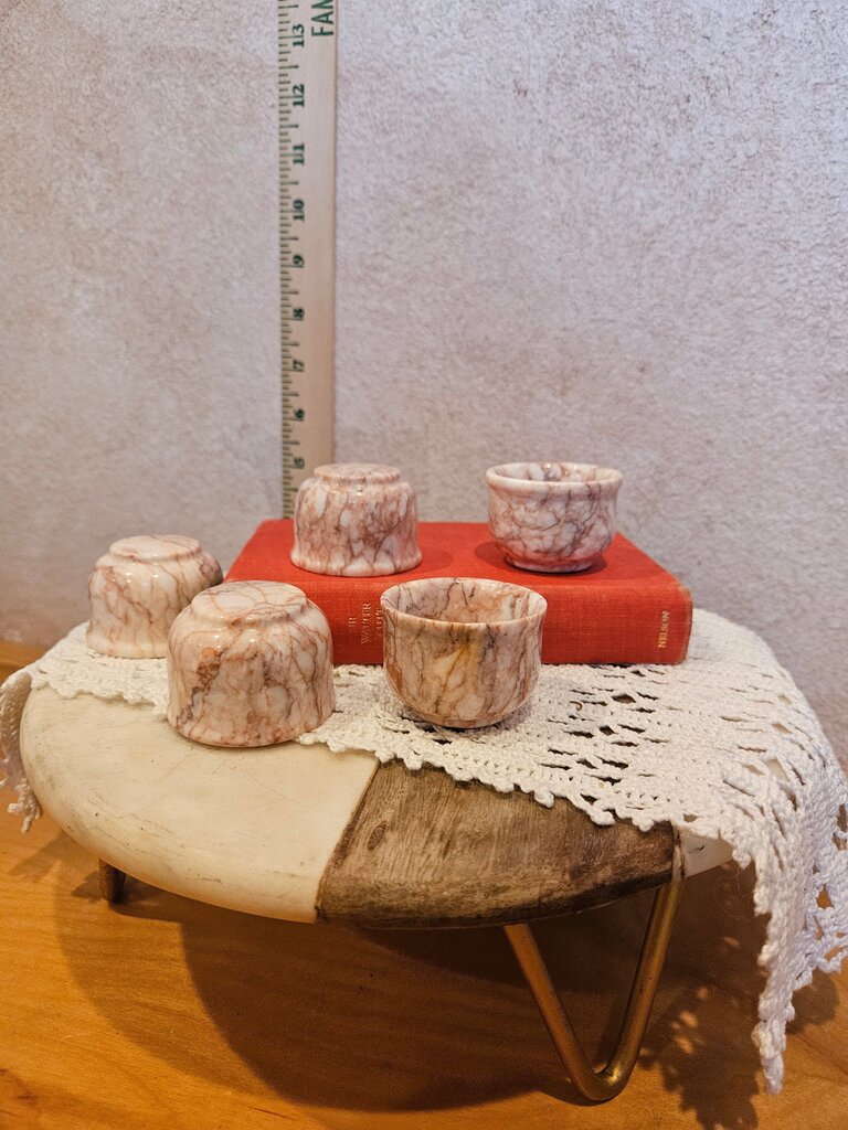 Set of Marble-Inspired Decorative Cups