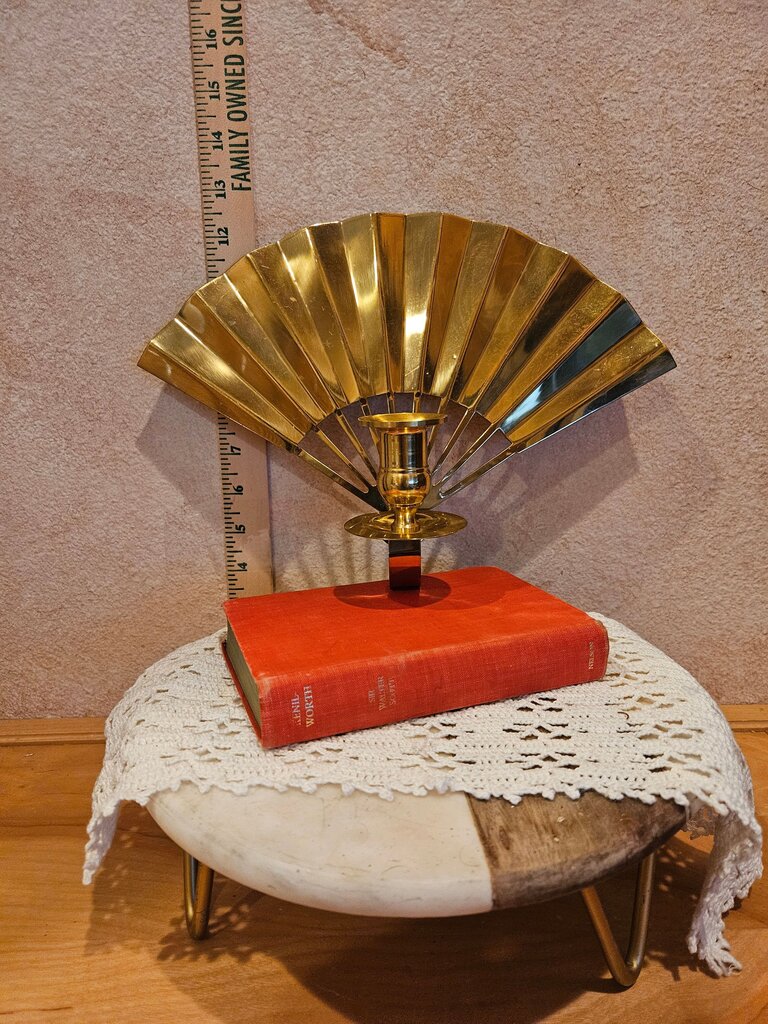Vintage Brass Fan Wall Sconce Candle Holder