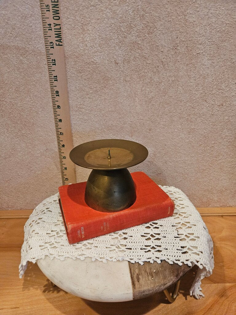 Vintage Brass Pillar & Candlestick Holder in MCM Mid Century Classic Style