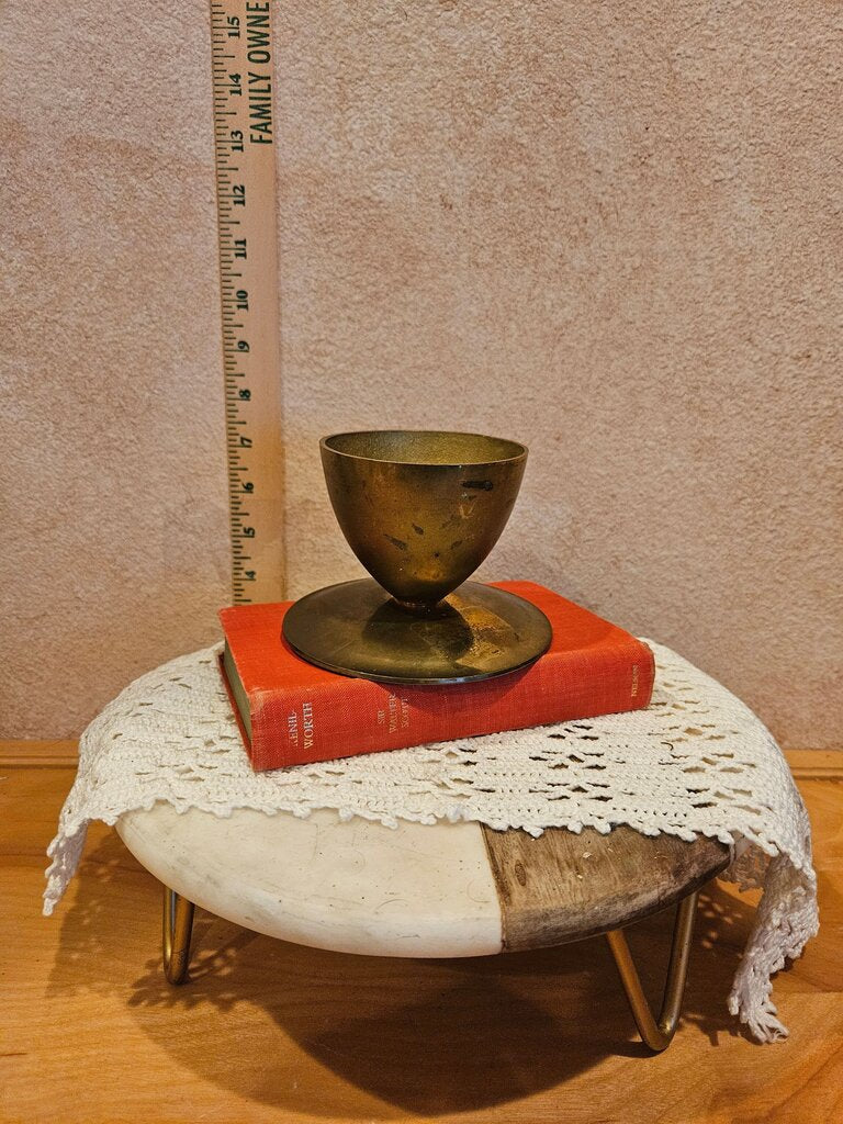 Vintage Brass Pillar & Candlestick Holder in MCM Mid Century Classic Style
