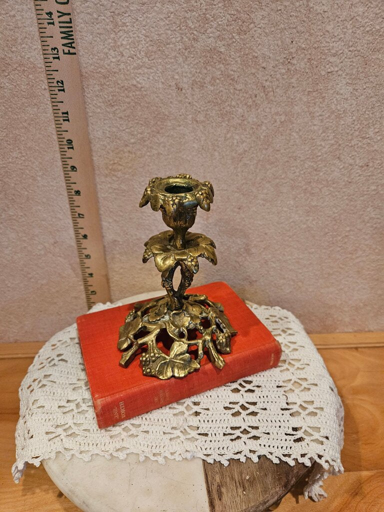 Vintage Brass Grapevines Candlestick holder by Glo-Mar Artworks