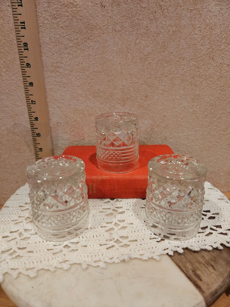 Set of Three Vintage Set 4 Anchor Hocking Wexford Old Fashioned Glass, Wexford Barware, Anchor Hocking Wexford Cocktail Glass