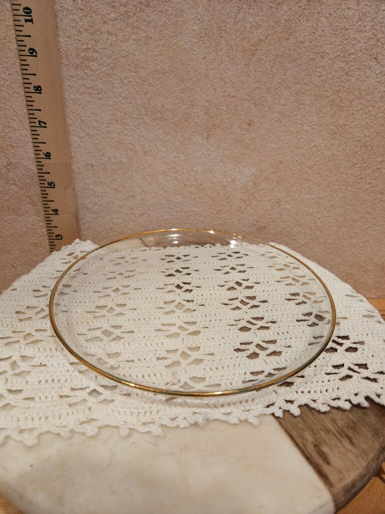 Vintage Glass Plate with Gold Rim set of 4