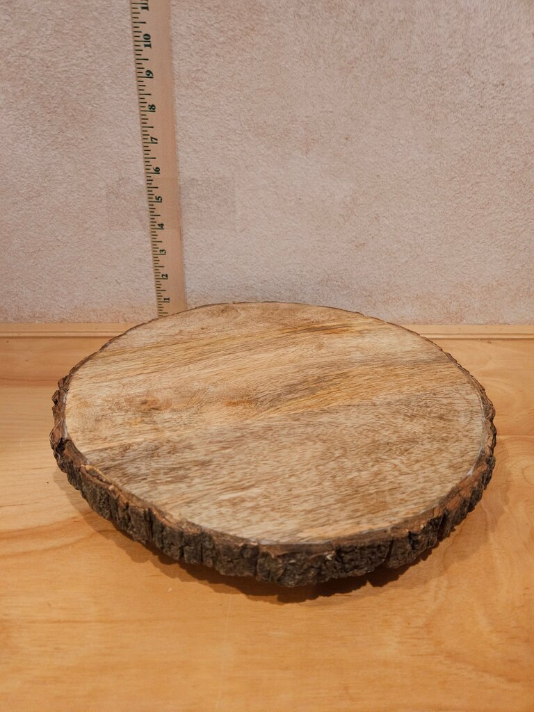 Natural Wood Serving Platter Cloche bottom, cake display