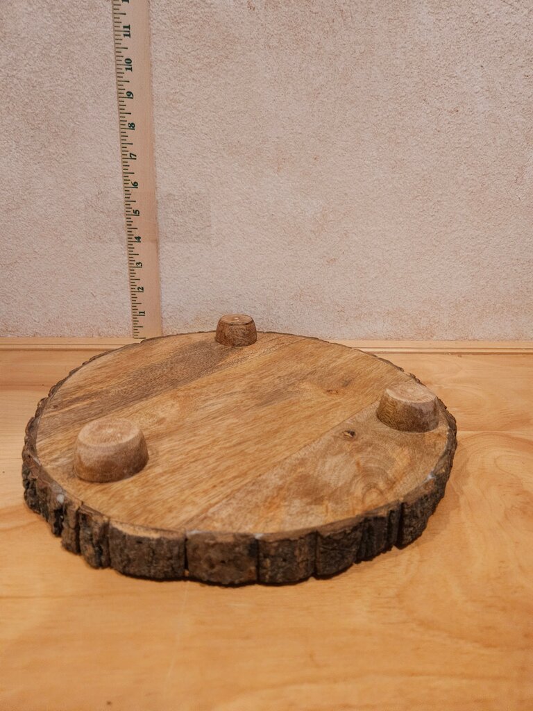 Natural Wood Serving Platter Cloche bottom, cake display