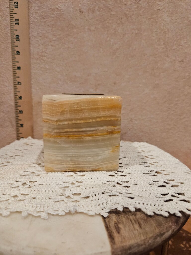 Laredo Texas Commitment (Alabaster, stone or onyx) Paperweight swirls of beige, Light Brown Square