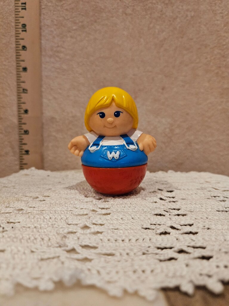 Vintage 1987 PLAYSKOOL Weebles Wobbles Toy Blonde Kids Blue Overalls Replacement Pretend Play Vintage 80s Toys Collectible Gift Ideas!