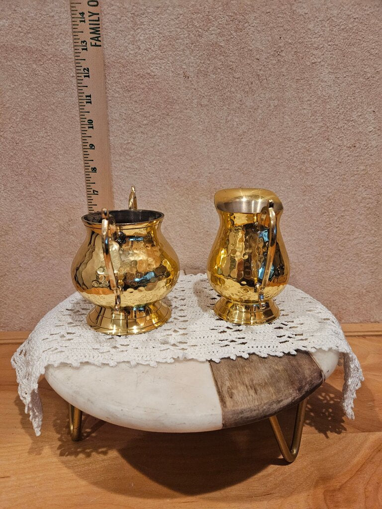 Vintage Brass Pitcher and Creamer Set- 2 Pieces
