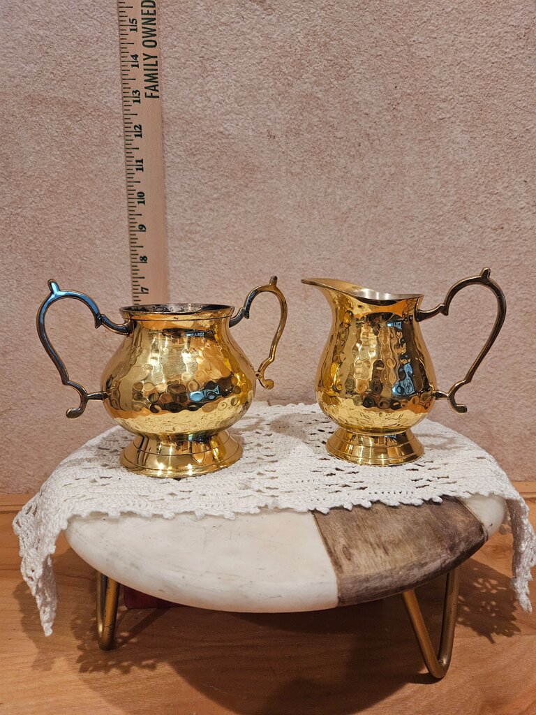 Vintage Brass Pitcher and Creamer Set- 2 Pieces