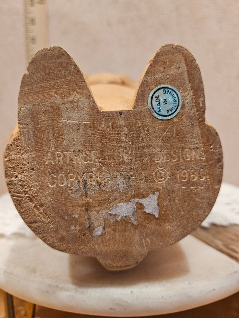 Arthur Court 1989 Folk Art Hand Carved Wooden Bunny Rabbit Decoration Easter table ware