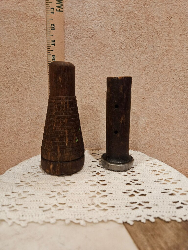 Set of Aged, Large Industrial Textile, Wooden Beehive Bobbin for Candle Holder or Upcycling Projects, Sewing Room Collectible