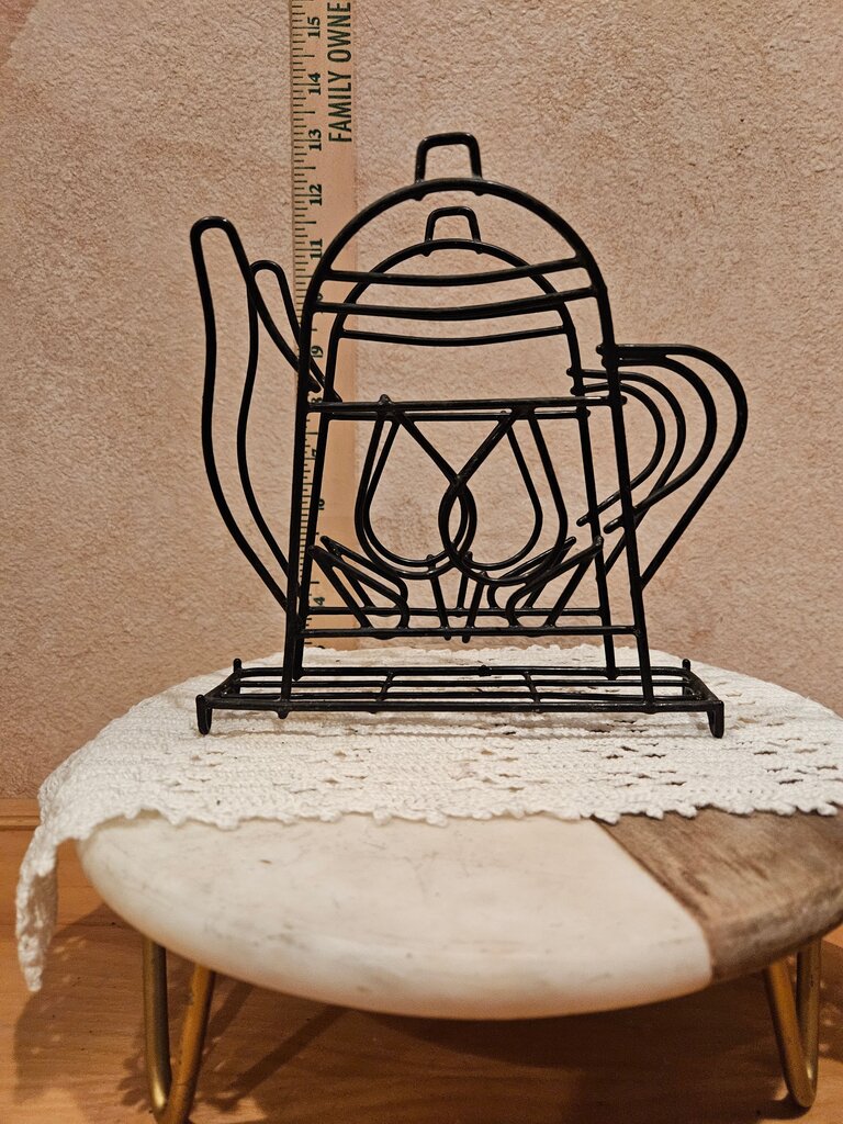 Napkin Holder Black Metal Tea Cup Designed Sturdy Napkin Holder