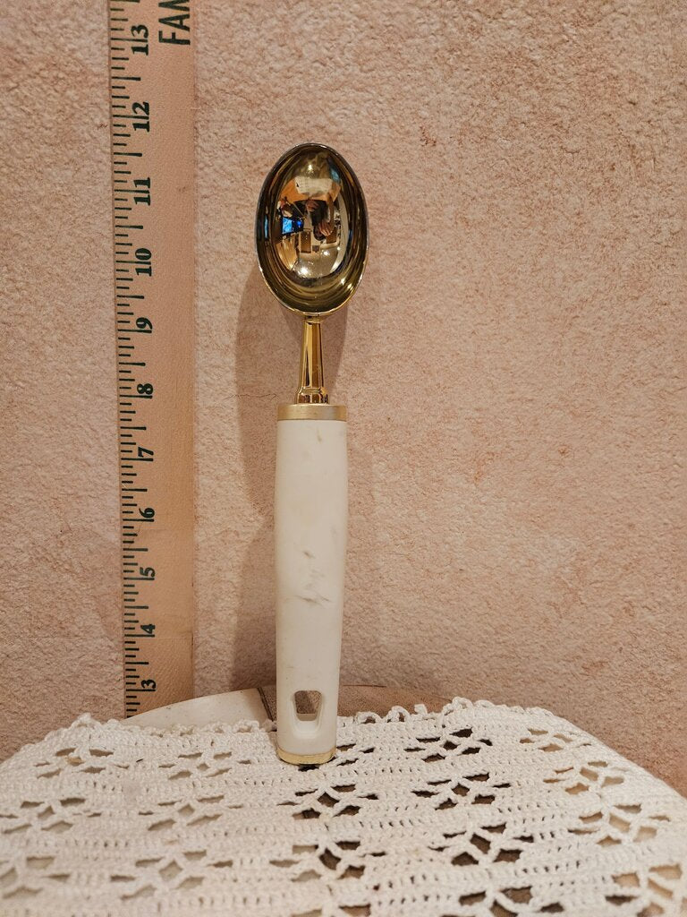 Vintage Ice Cream Scoop Spoon with White Handle