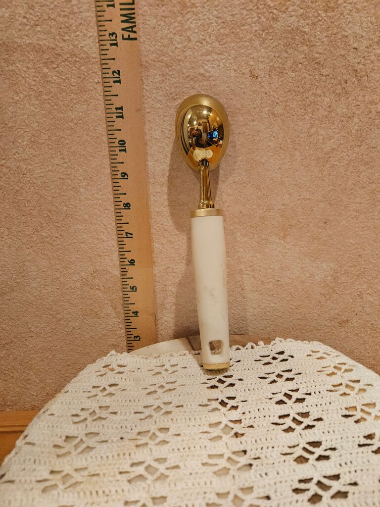 Vintage Ice Cream Scoop Spoon with White Handle